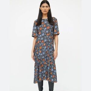 Acne Floral Midi Dress in Black, Blue, Rust